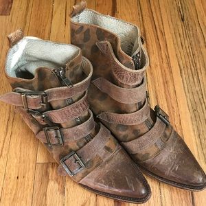 Freebird leather pointed cheetah boots